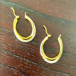 Gold and Diamond Oval Hoops